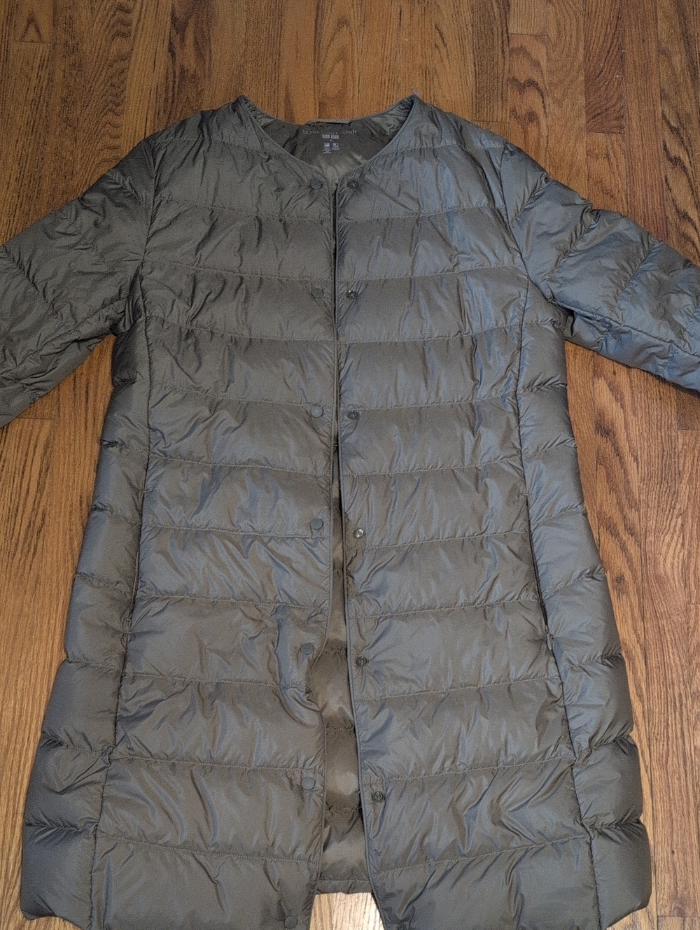Uniqlo Lightweight Quilted Long Puffer Coat - Khaki Green M